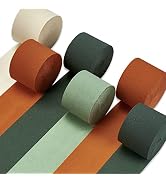 PartyWoo Crepe Paper Streamers 6 Rolls 492ft, Pack of Pumpkin Orange, Hunter Green, Sage Green, I...