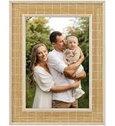 Golden State Art 5x7 Picture Frame - Bamboo Woven With Real Glass - Boho Photo Frame - Wall and T...