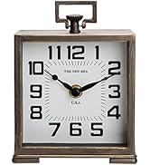 NIKKY HOME Vintage Silent Non-Ticking Table Clock, Shelf Desk Top Clock Battery Operated, Retro H...