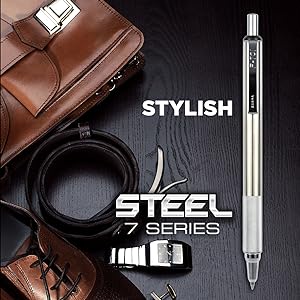 zebra steel 7 series, stainless steel pens, zebra pen, executive pen, stylish mechanical pencil