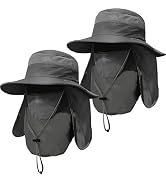 ZEXIAN 2 Pieces Men's Wide Brim Fishing Hat Outdoor UPF 50+ Sun Protection Removable Face and Nec...