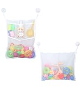 LEEFONE 2 PCS Mesh Bathtub Toy Holder Bag, 18 x 14 Inch Bath Toy Organizer, 4 Ultra Strong Hooks,...