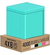 Metronic Bubble Mailers 4x8 Inch 4000 Pack Teal Usable Size 4x7'' Waterproof Bubble Mailer Padded...