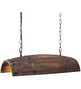 Newrays Antique Wood Wine Barrel Pendant Lamp Hanging Rustic Kitchen Bar Ceiling Lamp Light Fixtures