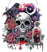 Bowetile Halloween Diamond Art Hanging Kits for Adults Kids, Gothic Skull Diamond Art Suncatchers...