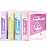 SUNEE 3 Ring Binder 2 Inch, Clear View Binder Three Ring PVC-Free (Fit 8.5x11 Inches) for School ...