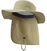 Home Prefer UPF 50+ Sun Hats for Men Women Wide Brim Fishing Hat with Neck Flap Summer Safari UV ...