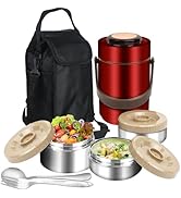 Thermos for Hot Food, 3 Layered 67oz Adult Stackable Food Thermos Jar, Insulated Wide Mouth Seale...