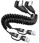 90 Degree USB C Coiled Cable 1ft 2Pack, 20Gbps USBC 3.2 Gen 2 Data Cable 4K Video Output, Short T...