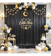 10x10ft Black Sequin Backdrop Curtain for Parties Glitter Photo Backdrop Wrinkle Free Polyester D...