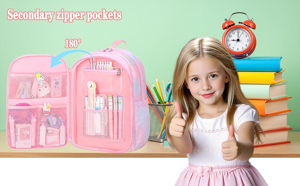 Secondary zipper pockets