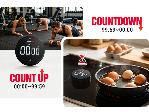 Countdown Count up timer for workout, eggs, gym exercise