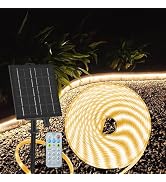 echosari 32.8Ft Solar Strip Lights Outdoor, IP68 Fully Waterproof LED Strip Lights with Timer Rem...