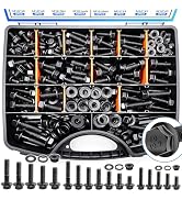 Bemaka 400Pcs Metric Flange Bolt Assortment, Nuts and Bolts Assortment Kit, 10.9 Grade M6x1.0, M8...
