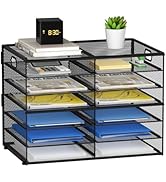 Lavatino 12 Compartments Paper Organizer for Desk, Mesh Literature Organizer, Mail File Sorter Tr...