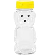 DPWOUM Yellow Plastic Bear Honey Bottle Jars, Empty Honey Squeeze Bottle with Flip-top Lid for St...