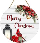 Christmas Door Decorations Merry Christmas Sign Cardinal Wall Decor Cardinal Grass Berry Flowers ...