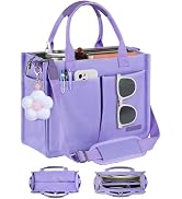 FIORETTO Womens Canvas Tote Bag Purse with Individual Compartment, Zipper Top, Reinforced Bottom ...