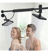 Nuodan Dual Shower Head for Couples, 6" Double High Pressure Rain Showerhead with Adjustable Slid...