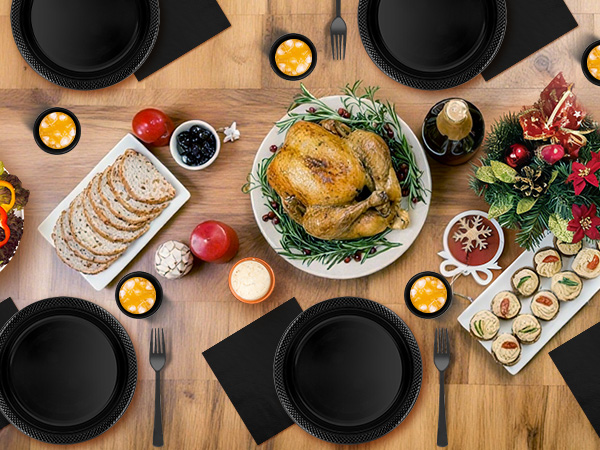 black plastic plates for party
