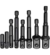 Impact Socket Adapter Set - 1/4 Inch Hex Shank Extension Square Driver Drill Bit to Drive 1/4" 3/...