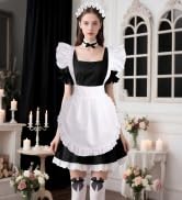 Cardkiss Maid Apron with Headband and Socks Set White Apron for Women for Halloween Theme Party