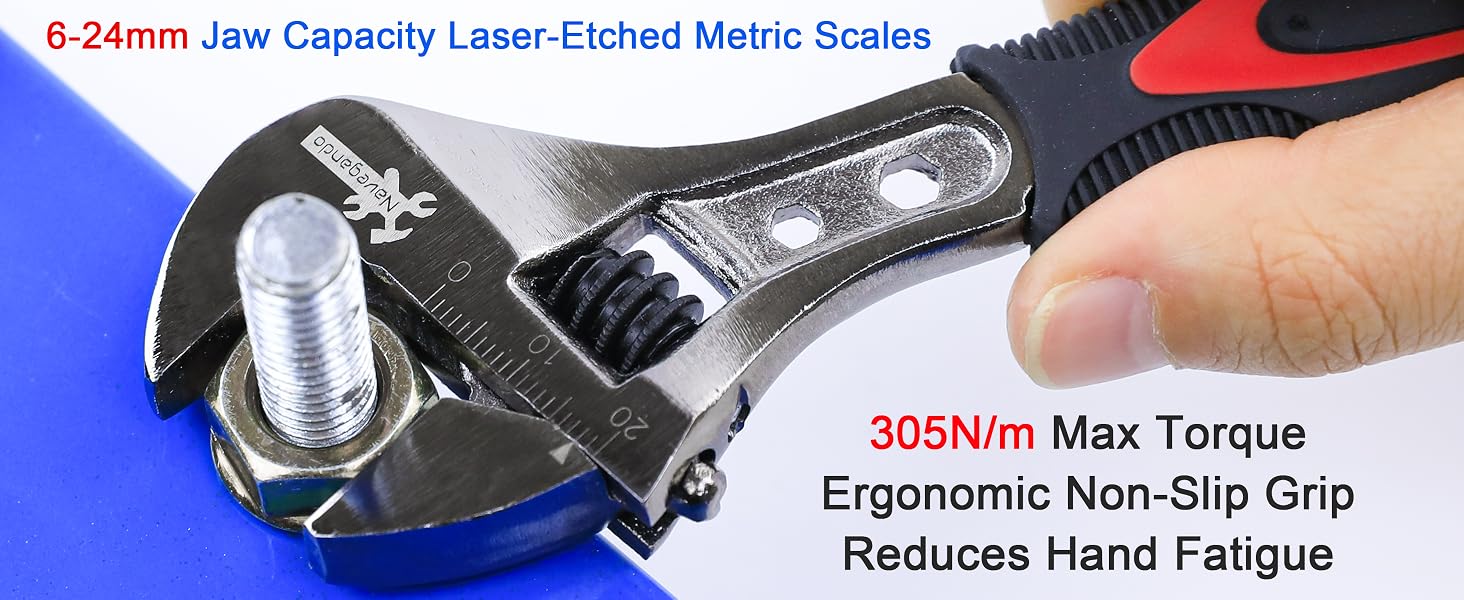 Hand gripping the ergonomic handle demonstrating the 305N/m torque capability.