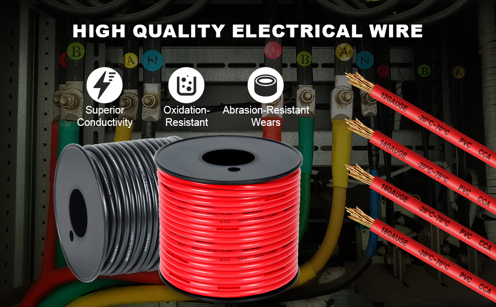 12/14/16/18 Gauge Red/Black Flexible Low Voltage PVC Copper Clad Aluminum Extension Cord