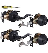 Lanwandeng Keyed Alike Front Door Lever Lockset with Single Cylinder Deadbolt Combination Set, Al...