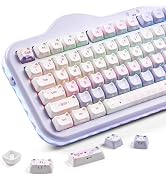 YUNZII Cute Cat Keycap Set, Mao Profile,Side-print PBT/PC Shine Through Keycap Set,113 Keys for C...