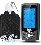 Belifu Dual Channel TENS EMS Unit with 12 Pads, 24 Modes Muscle Stimulator, Electronic Pulse Mass...