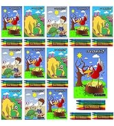 Craytastic! Kids Coloring Book Set with 12 Coloring Books and 48 Crayons Dinosaurs Animals Ocean
