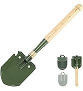 Mastiff Gears Wooden Handle Folding Survival Shovel w/Pick - Heavy Duty Carbon Steel Military S...