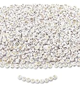 XIANNVXI Gold Letter Beads 3500Pcs Gold Alphabet Beads for Bracelet ABC Acrylic Beads Bulk Round ...