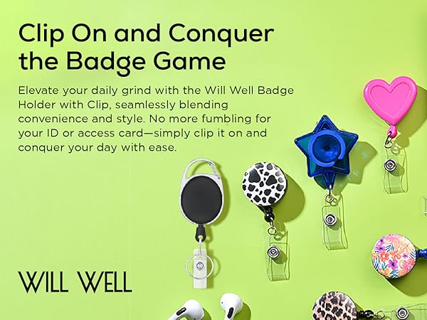 2 Pack ID Badge Holder With Clip Badge Reels