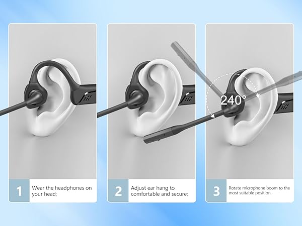 BANIGIPA Bluetooth Headset with Microphone, Open Ear Headphones with Noise Cancelling for Calling
