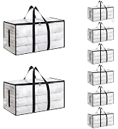 8 Pack-Extra Large Heavy Duty Moving Bags - Waterproof Storage Totes with Handles & Zippers, Fold...