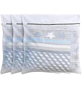 FOYERNUAGE 3pcs PREMIUM Honeycomb Mesh Laundry Bags for Delicates with Zipper,Travel Storage Orga...