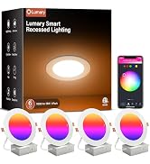 Lumary Smart Recessed Lighting 6 Inch, Canless LED Recessed Lights 13W 1000LM, Color Changing LED...