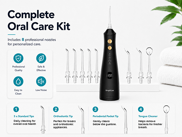 SimpliCare F5052 cordless water flosser for daily oral care and deep cleaning