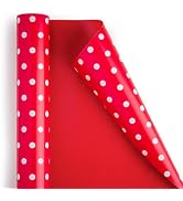 Flyhill Red Wrapping Paper Roll-46.8sqft(17 Inch X 32.8 ft)-Reversible Gift Wrap Paper with Polka...