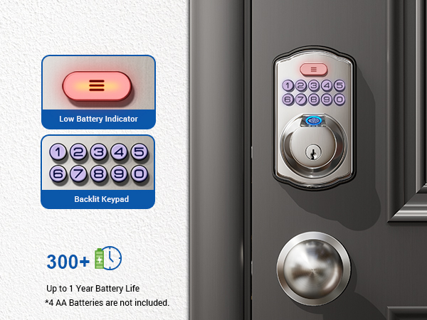 front door lock set keyless entry Low battery alerts