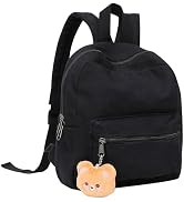 Phaoullzon Teen Girls Mini Backpack Purse Kids Canvas Small Tiny Cute Bag,Black