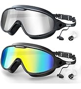 VegoVia Adult Swim Goggles 2 Pack, Anti-Fog 180° Wide View UV Protection Pool Swimming Goggles fo...