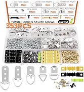 Dianrui 353 PCS Picture Hanging Kit with Screws, Saw-tooth, D Ring Picture Hangers for Frame, Pic...