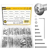 Mywish 800Pcs M2 Screw Assortment Kit 304 Stainless Steel Hex Socket Button Head Socket Cap Metri...