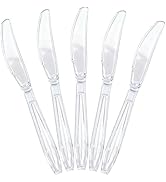 QualQuot 400 Count Heavy Duty Clear Plastic Knives, Solid and Durable Disposable Knives, BPA-Free...