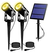 T-SUN Solar Spotlights 2W Outdoor LED Landscape Spot Light, 2-in-1 Waterproof Solar Powered Wall ...