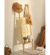 Taozun Minimalist Wood Blanket ladder - Boho Style Wall-leaning Display Towel Rack for Throw Quil...