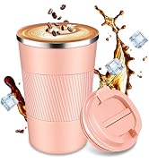 LCKDHM Insulated travel coffee cup with leak proof lid, insulated and reusable hot and cold bever...